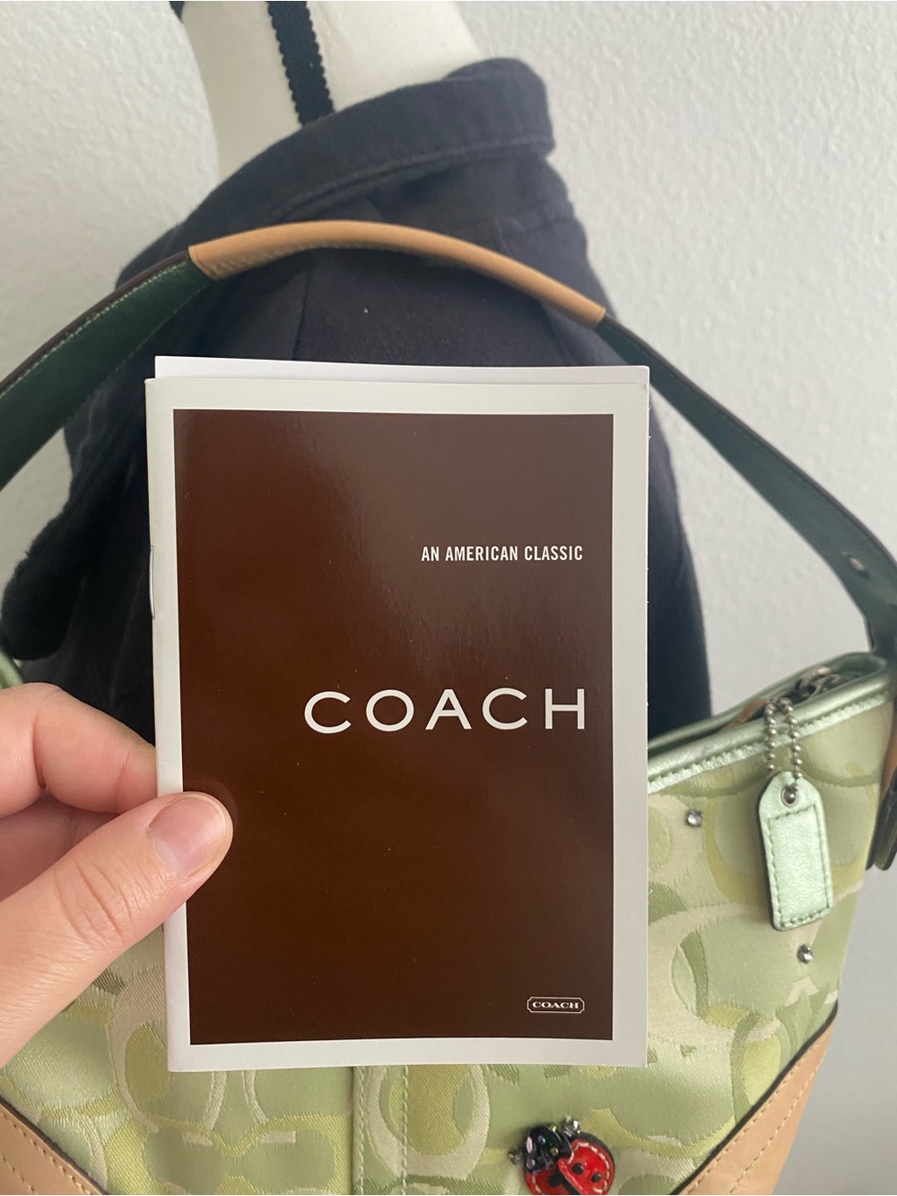 Coach Green Signature Canvas Shoulder Bag with Tan Leather Trim - Picture 9 of 12